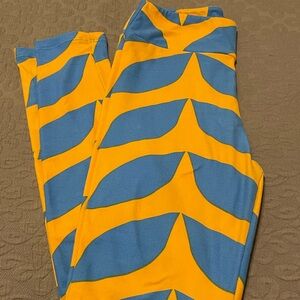 Vibrant Orange and Blue Patterned Leggings